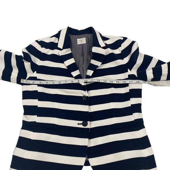 GAP The Academy Blazer‎ Blue White Striped Double Button Closure Size 10 - Picture 8 of 9
